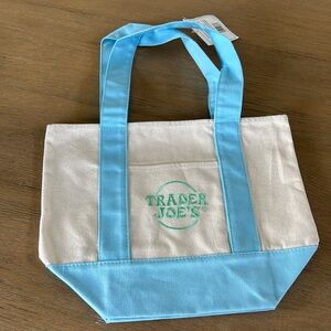 Trader Joe’s mini canvas tote pastel blue NWT